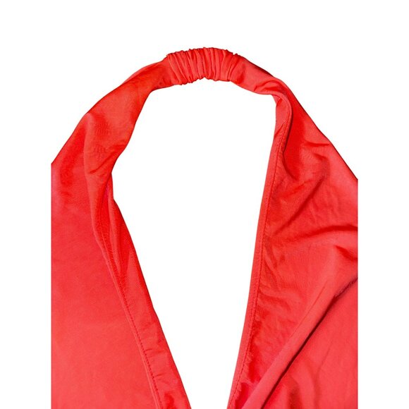 Bright Orange Plunge Halter Bodysuit Large Stretch Sexy Retro Pinup Dancer Cute - Picture 3 of 7